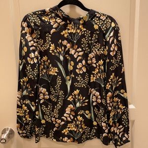 J McLaughlin printed tie blouse, EUC